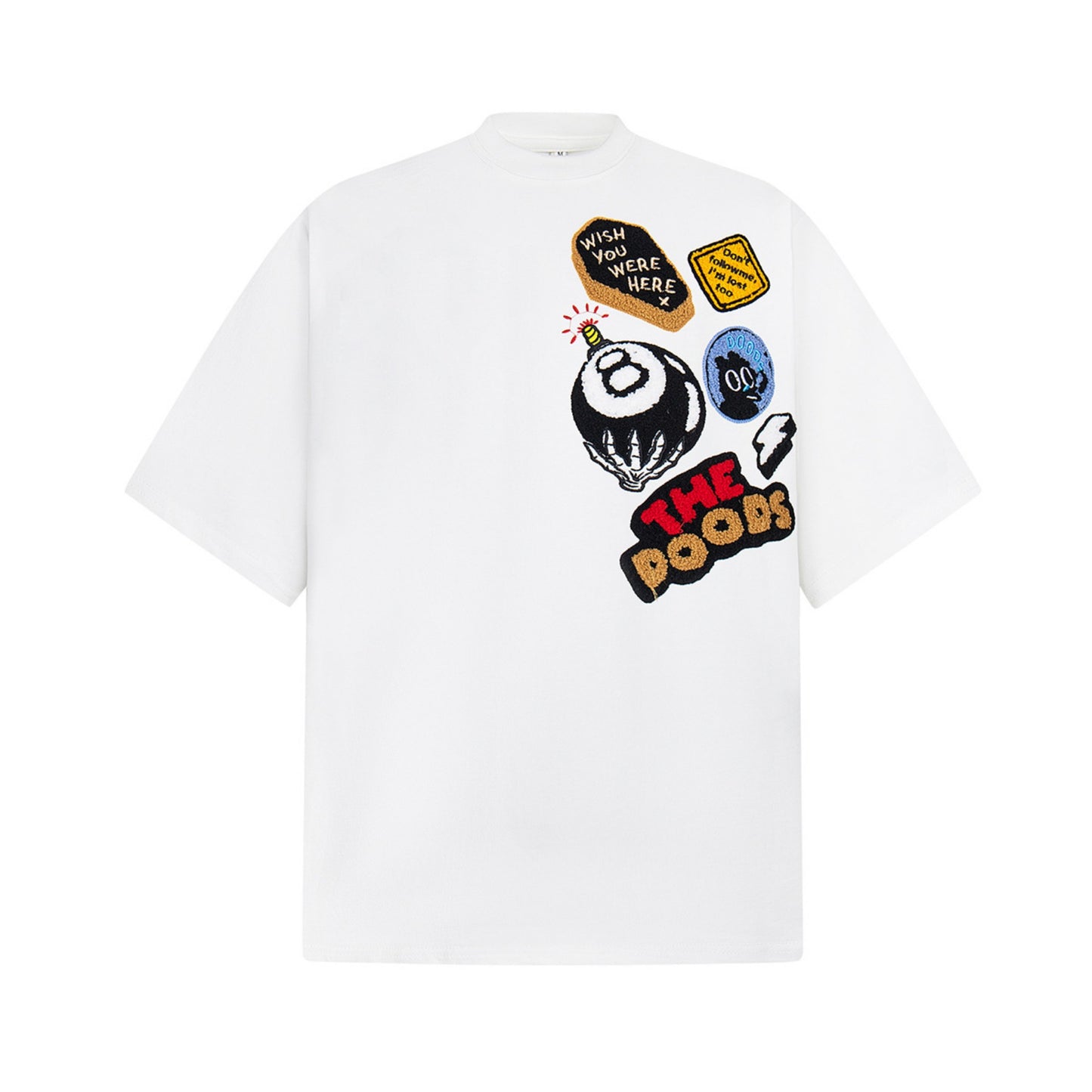 Hustle vintage summer vintage skull embroidered short-sleeved t-shirt