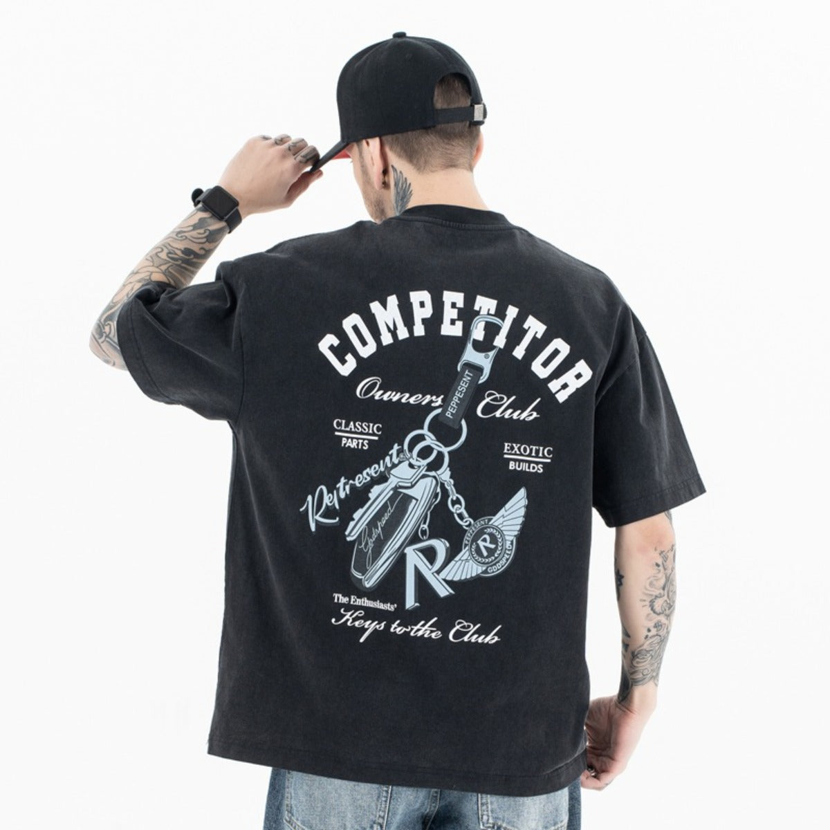 Vintage College Shirts Hip Hop Oversize Short Sleeve Tee