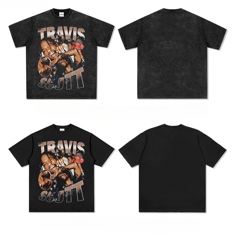 Cool t rapper hip hop Travis Scott print long sleeve short sleeve t-shirt Vintage