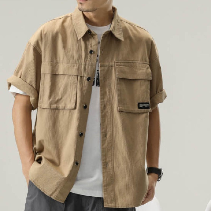 Men T-shirts Vintage Short Sleeve Summer Loose Shirt