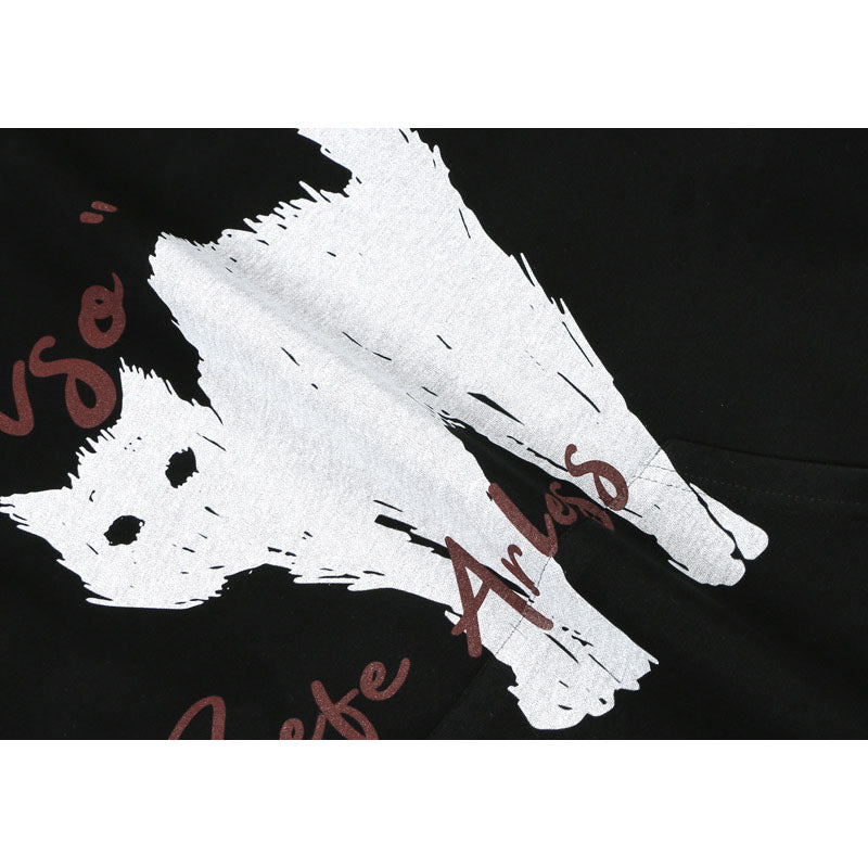 Streetwear Hoodie Cartoon Pussy Print Hooded Sweater Oversize Loose Hoodie