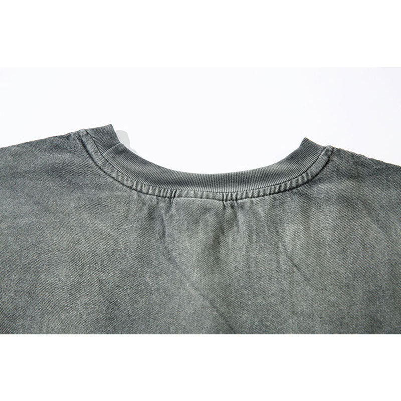 Marcas De Streetwear Denim Sweater Loose Old Casual Long Sleeve T-Shirt
