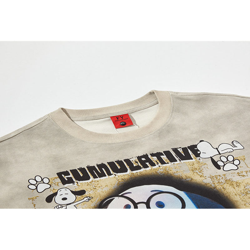 New York Hip Hop Style Vintage Cartoon Anime Print Short Sleeve T-Shirt