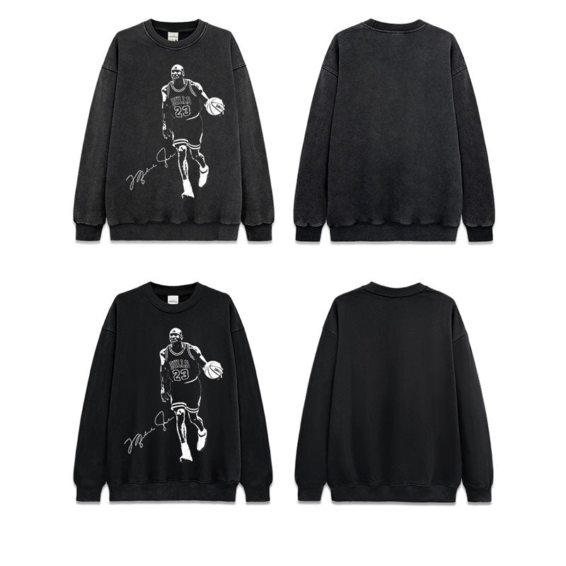 Marcas streetwear usa vintage trapeze mj print crew neck sweater