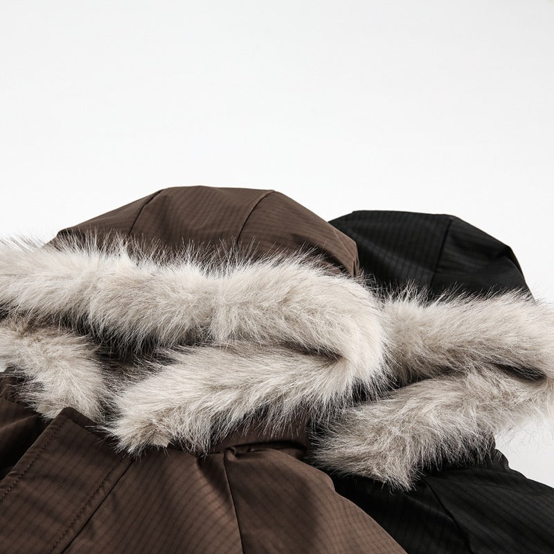 Unisex down jacket winterretro fur collar