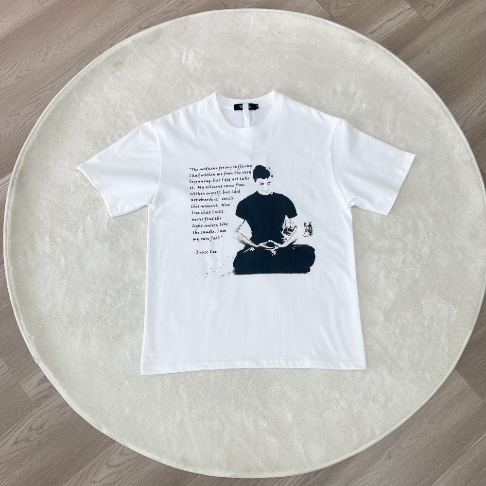 Streetwear Eua t-shirt Bruce Lee Digital Direct Injection Print Short Sleeve T-Shirt