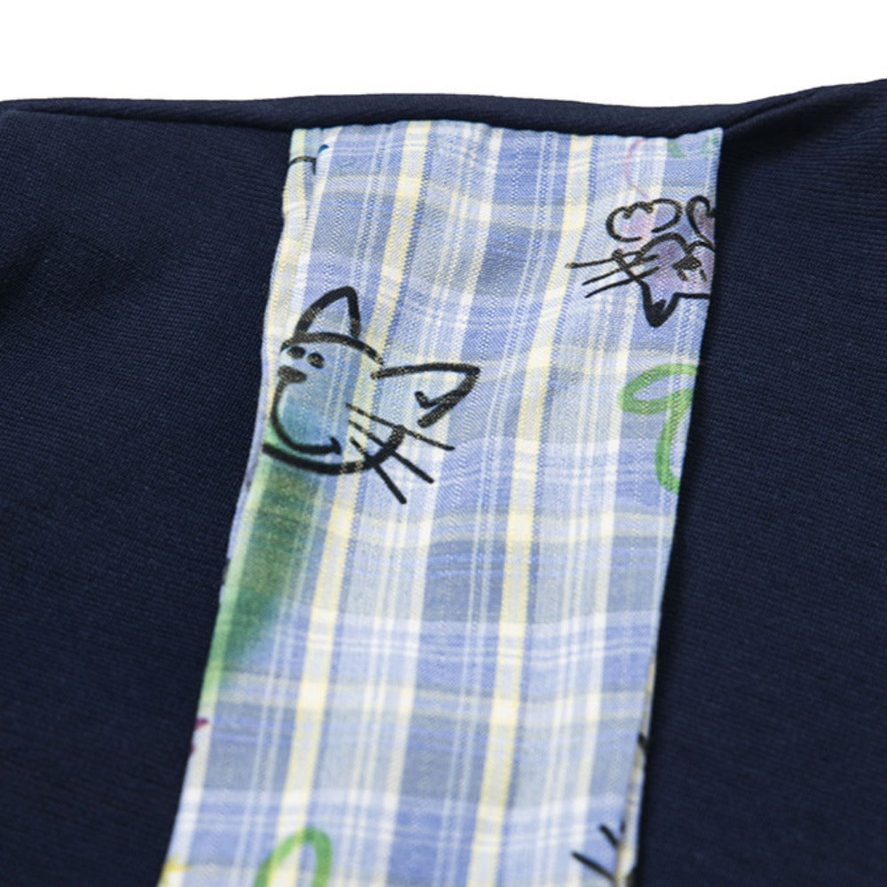 Nostalgia T Shirts 2 Vintage Tie Fake Two-piece Men's and Women's Summer Couple Short Sleeve T-Shirt Loose Casual Plaid
