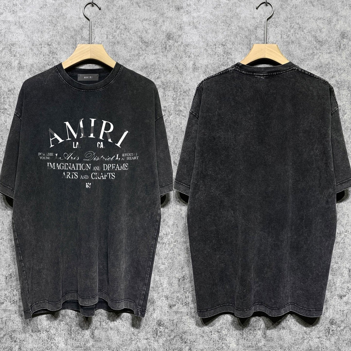 Amiri washed t-shirt damaged spider printing short sleeve
