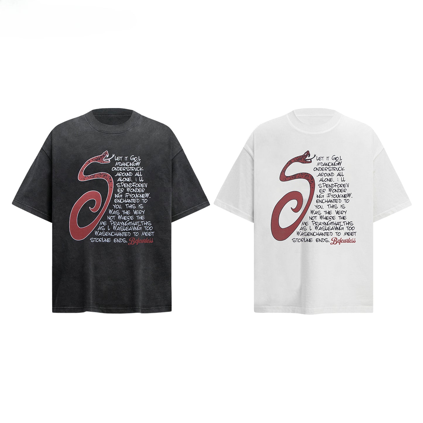 80s And 90s Vintage T Shirts Snake Letter Short Sleeve Summer Male Female Loose