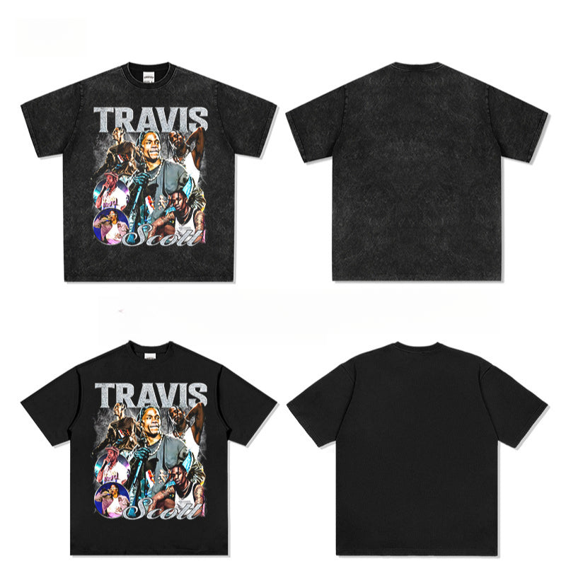 Marcas streetwear usa vintage ts scott print short sleeve t-shirt