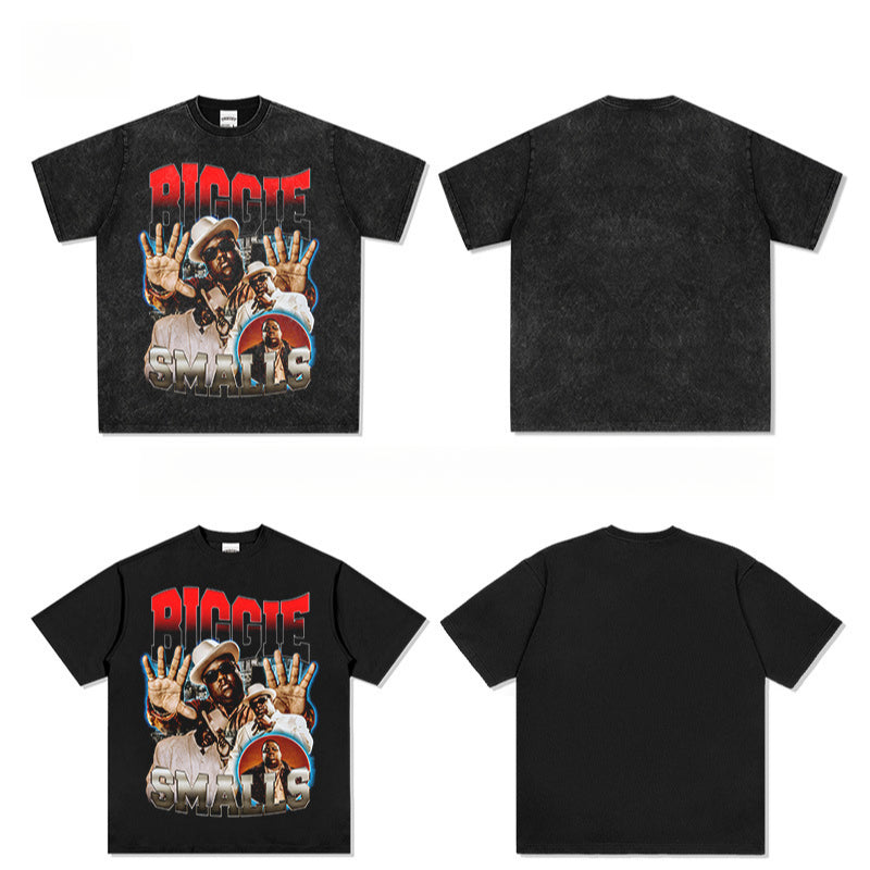 Marcas streetwear usa vintage hip hop big print short sleeve t-shirt