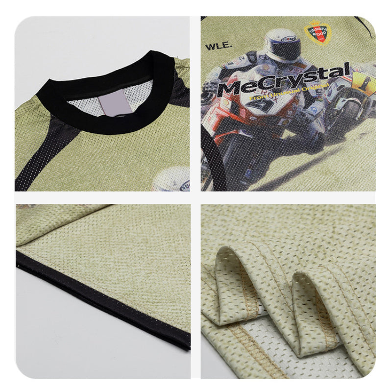 Racing oversized t shirt retro racing college jersey short sleeve t-shirt