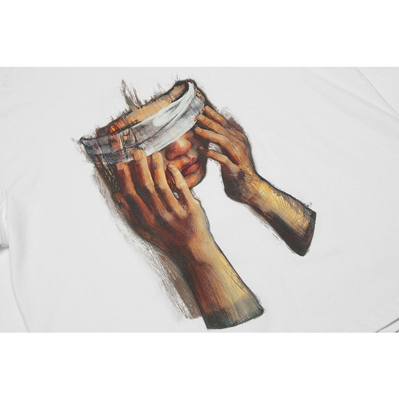 Hip Hop Clothes New York Vintage Blindfolded Girl Short Sleeve T-Shirt