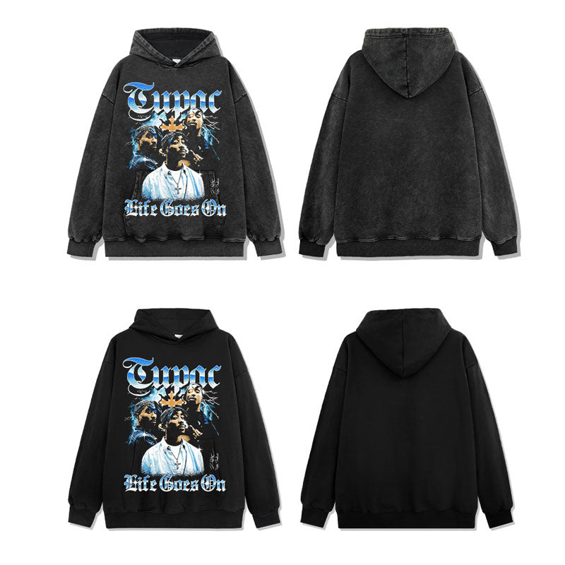 Marcas streetwear usa vintage tupac print hooded sweater