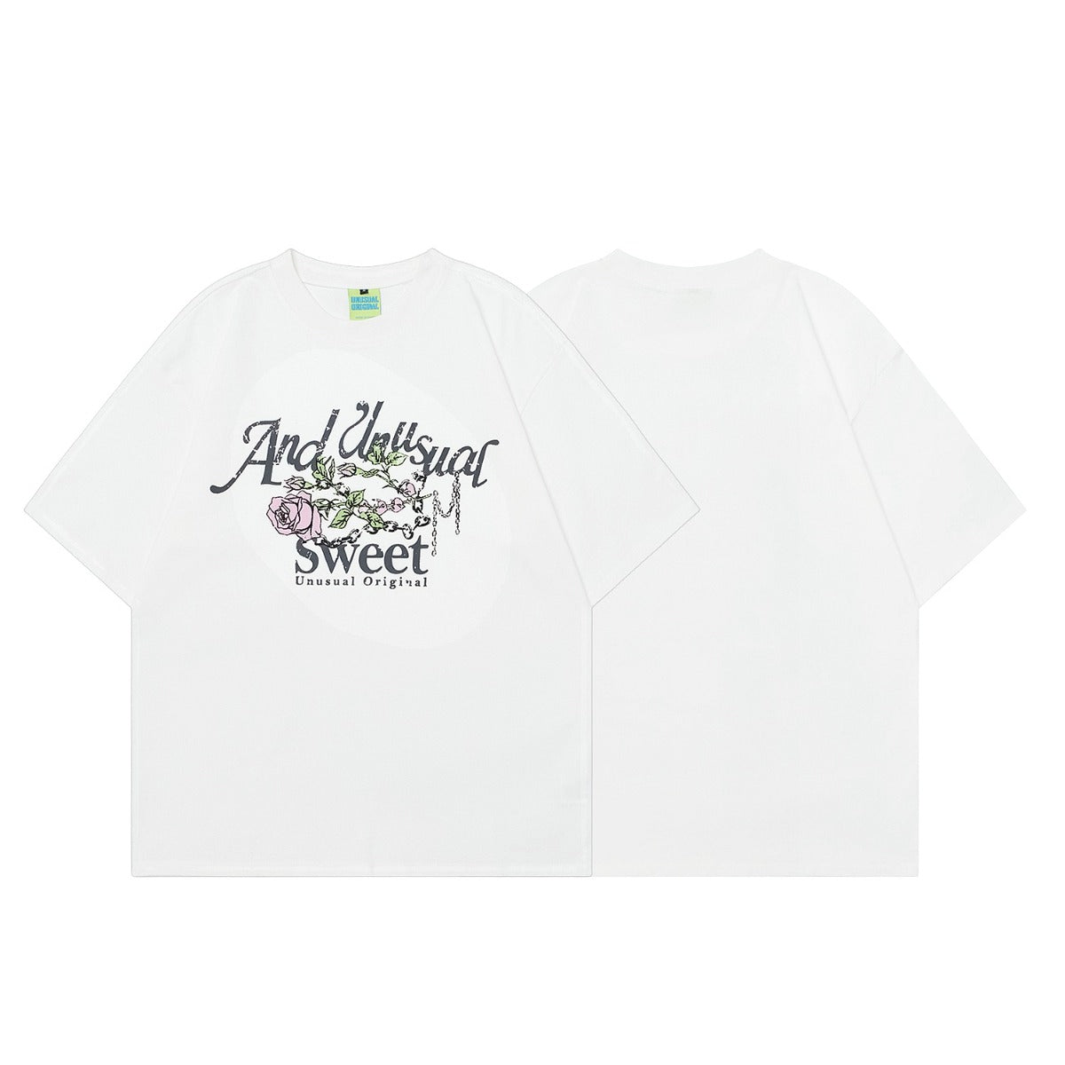 90s West Coast Hip Hop Fashion T-Shirts Summer Rose Letter Print Short Sleeve T-Shirt