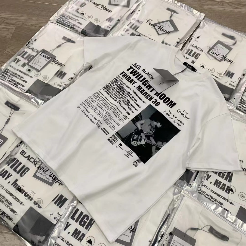 Streetwear Eua t-shirt Cotton Small Neckline Short Sleeve T-Shirt