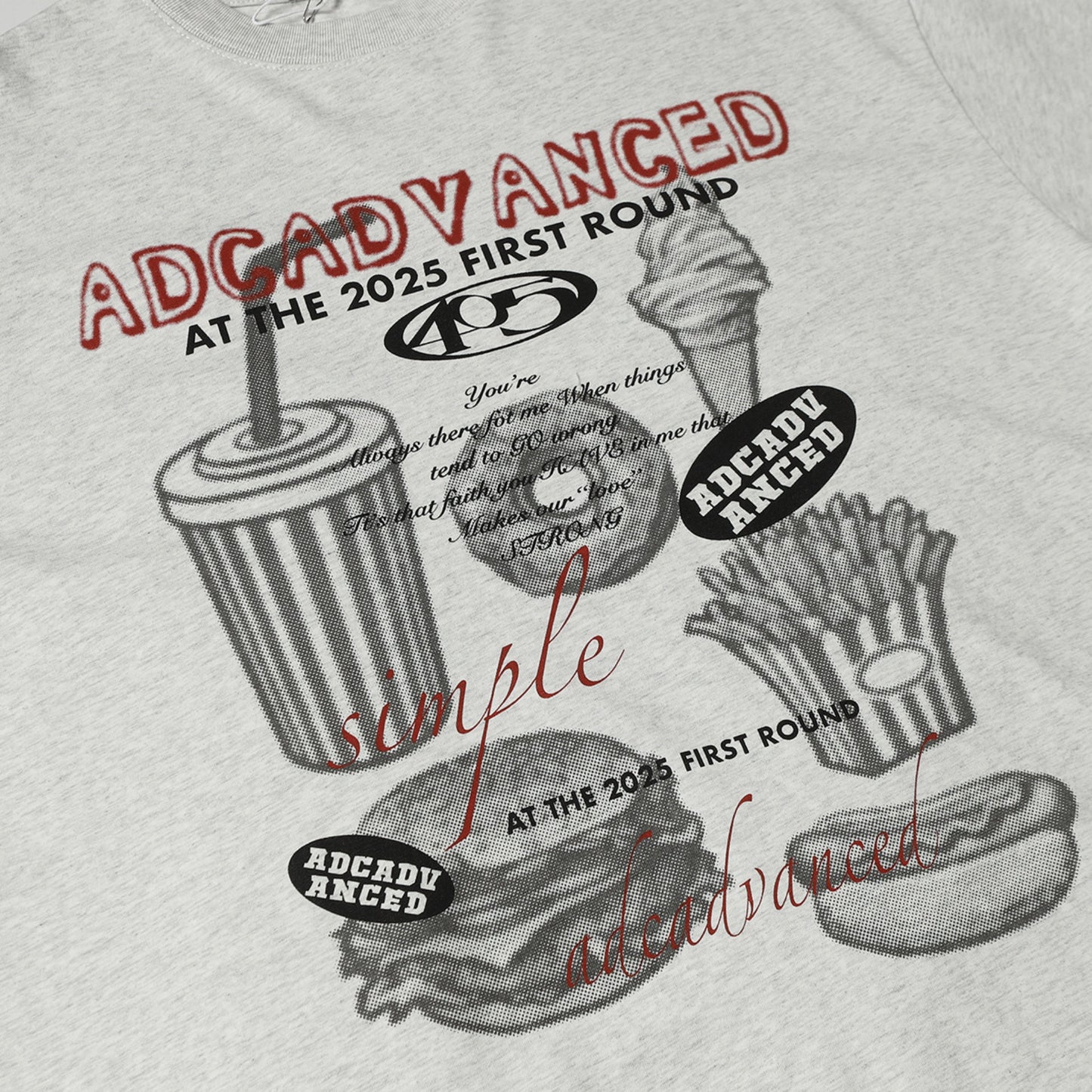 Hustle vintage summer vintage burger fries print short sleeve t-shirt
