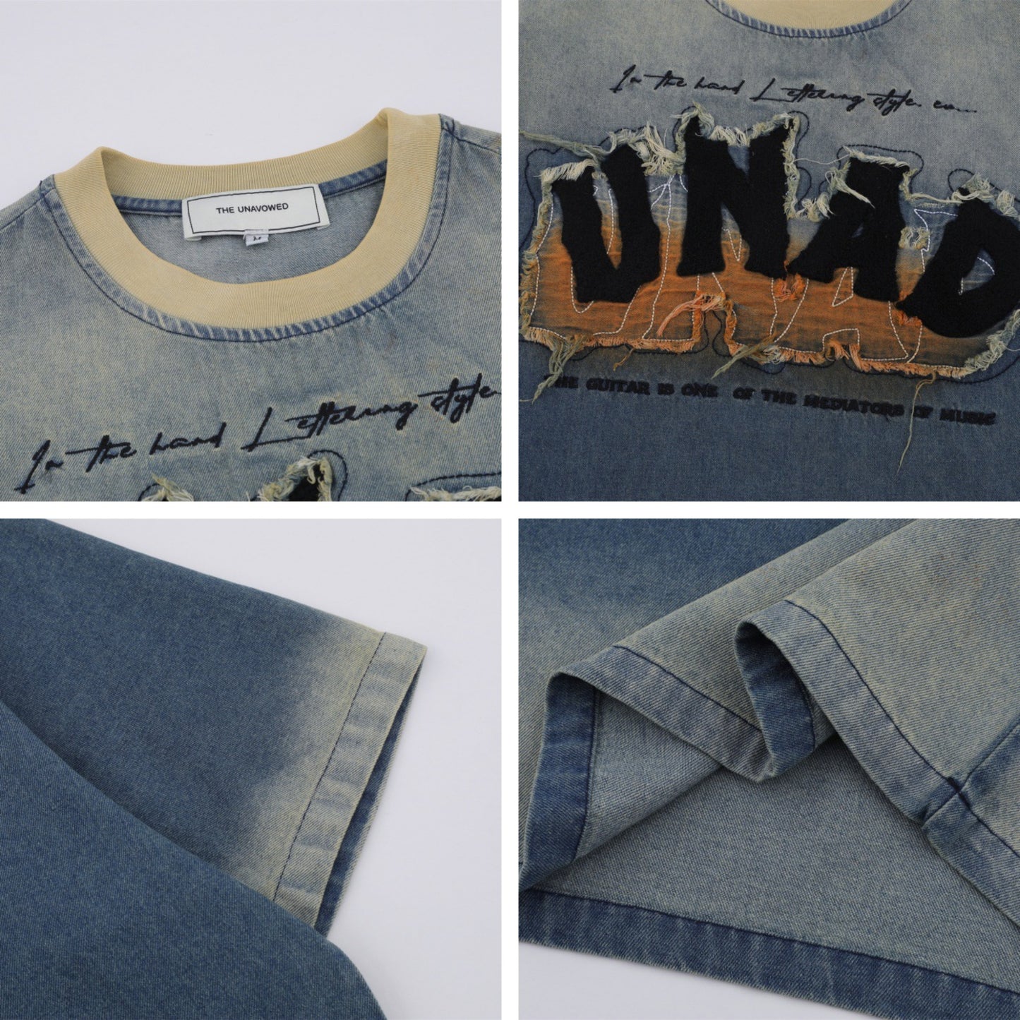 Vintage tarz t shirt vintage old denim short sleeve t-shirt summer loose casual top