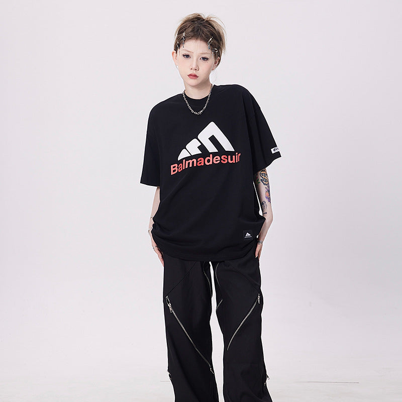 Vintage T Shirts Hip Hop Letter Print Short Sleeve T-Shirt Summer Loose