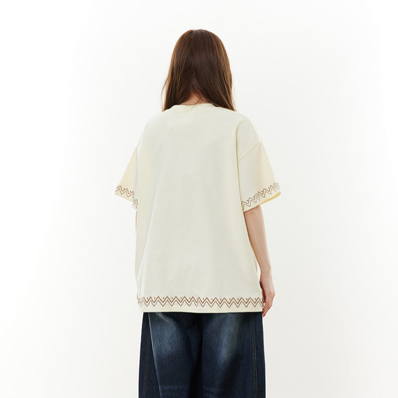 New York Hip Hop Style Vintage Sheep Print Top Summer Casual