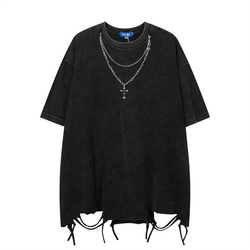 Camisas Retros Necklace Short Sleeve T-Shirt