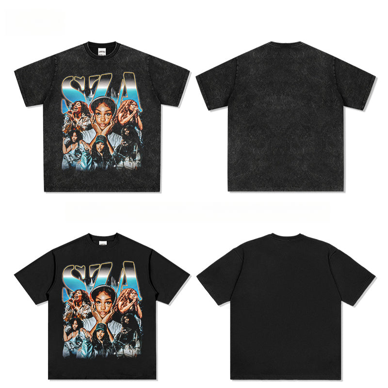 New york hip hop shop vintage hip hop sza print short sleeve t-shirt