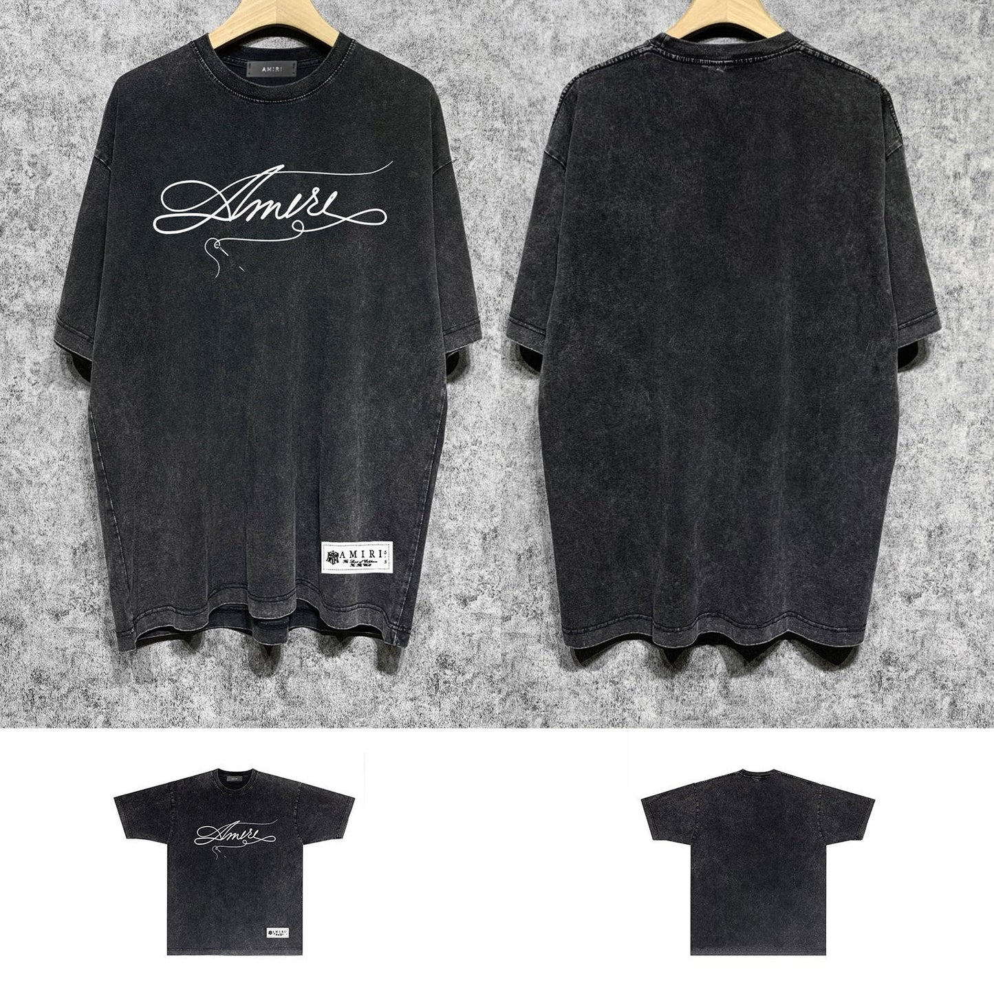 Amiri washed t-shirt needleworkletterprinting short sleeves