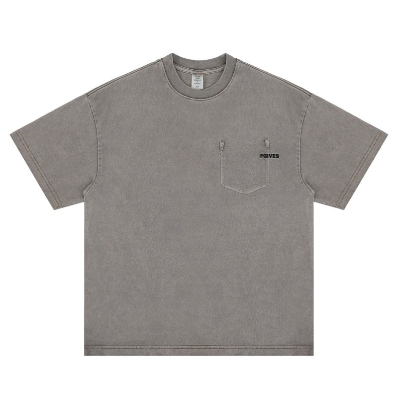 Vintage 90s Hip Hop Clothing Summer Vintage Pocket Embroidered Short Sleeve T-Shirt