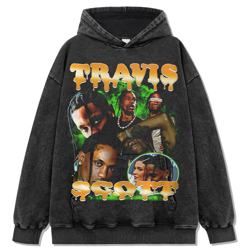 Marcas streetwear usa vintage Travis Scott print, crew neck sweater