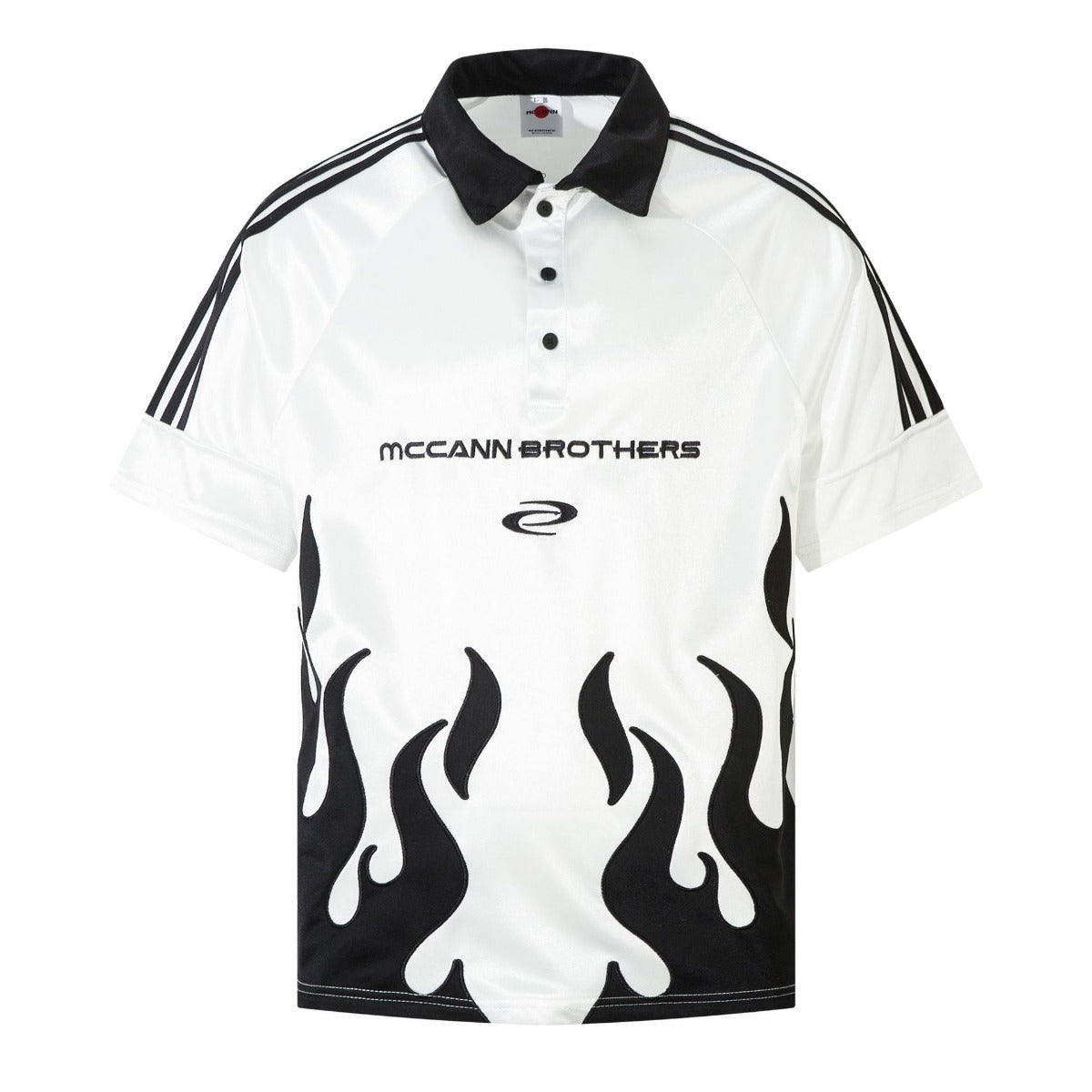 Retro Style Shirt For Men Summer Short Sleeve Flame Embroidery Sports Polo Shirt Lapel