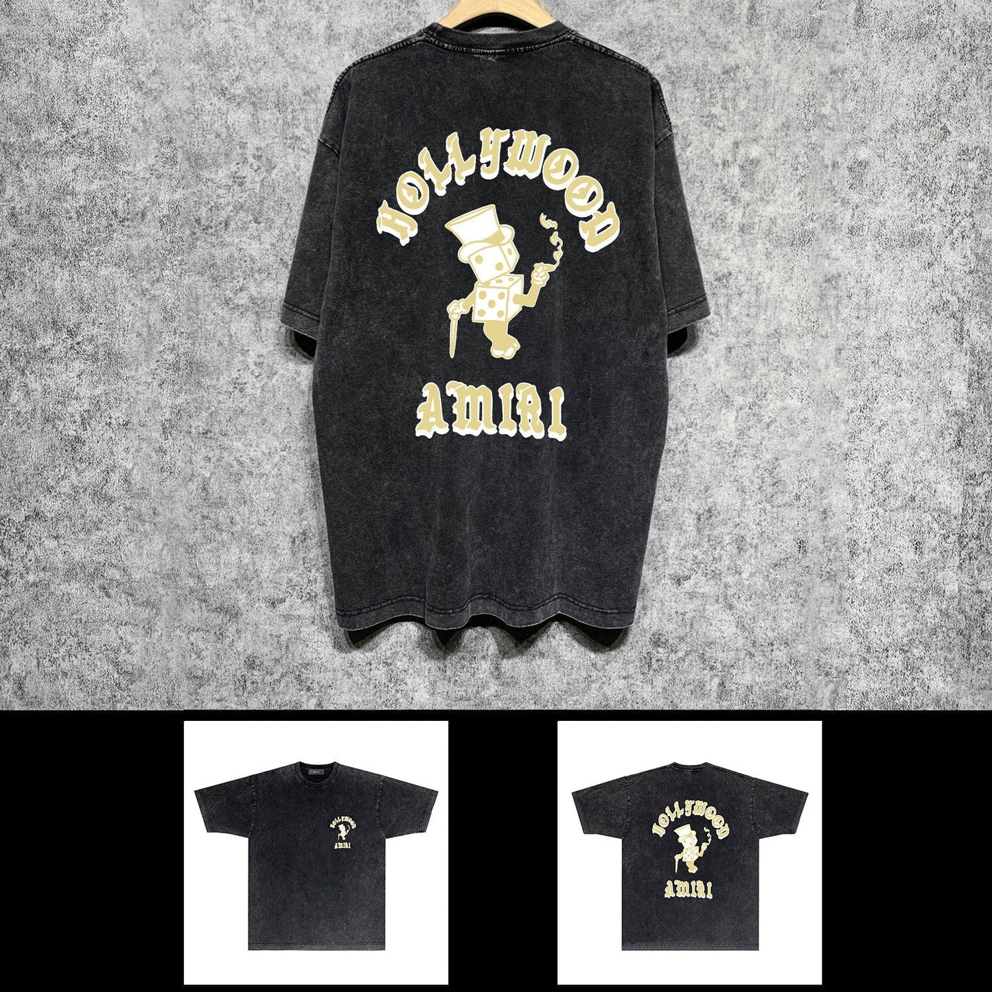 Amiri washed t-shirt dice man printing short sleeves