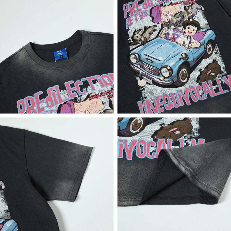 Nyc T Shirt Cartoon Printed Crew Neck Short Sleeve T-Shirt Summer Loose Casual Top