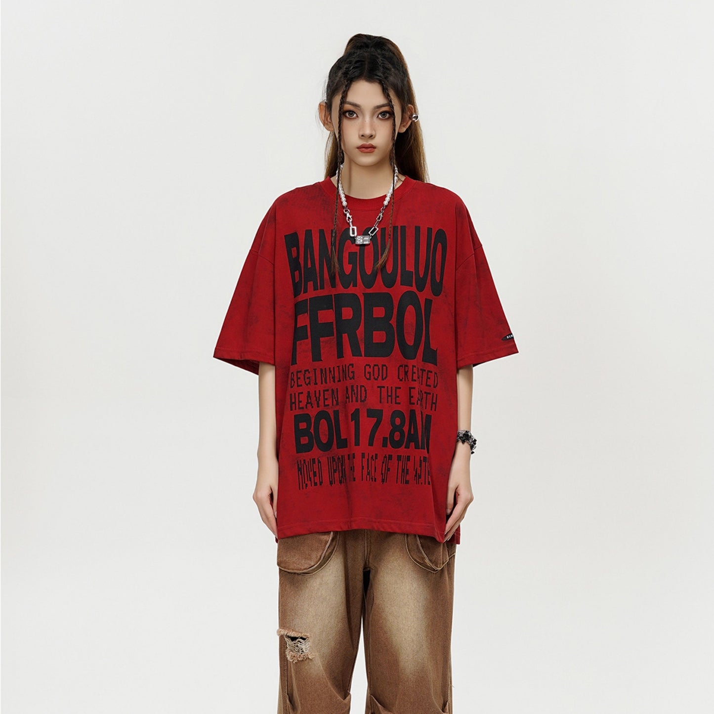 Hustle vintage summer short sleeve vintage t-shirt loose top