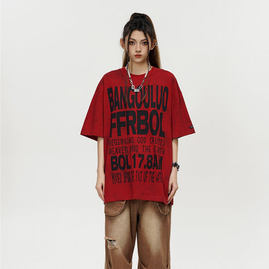 Hustle vintage summer short sleeve vintage t-shirt loose top