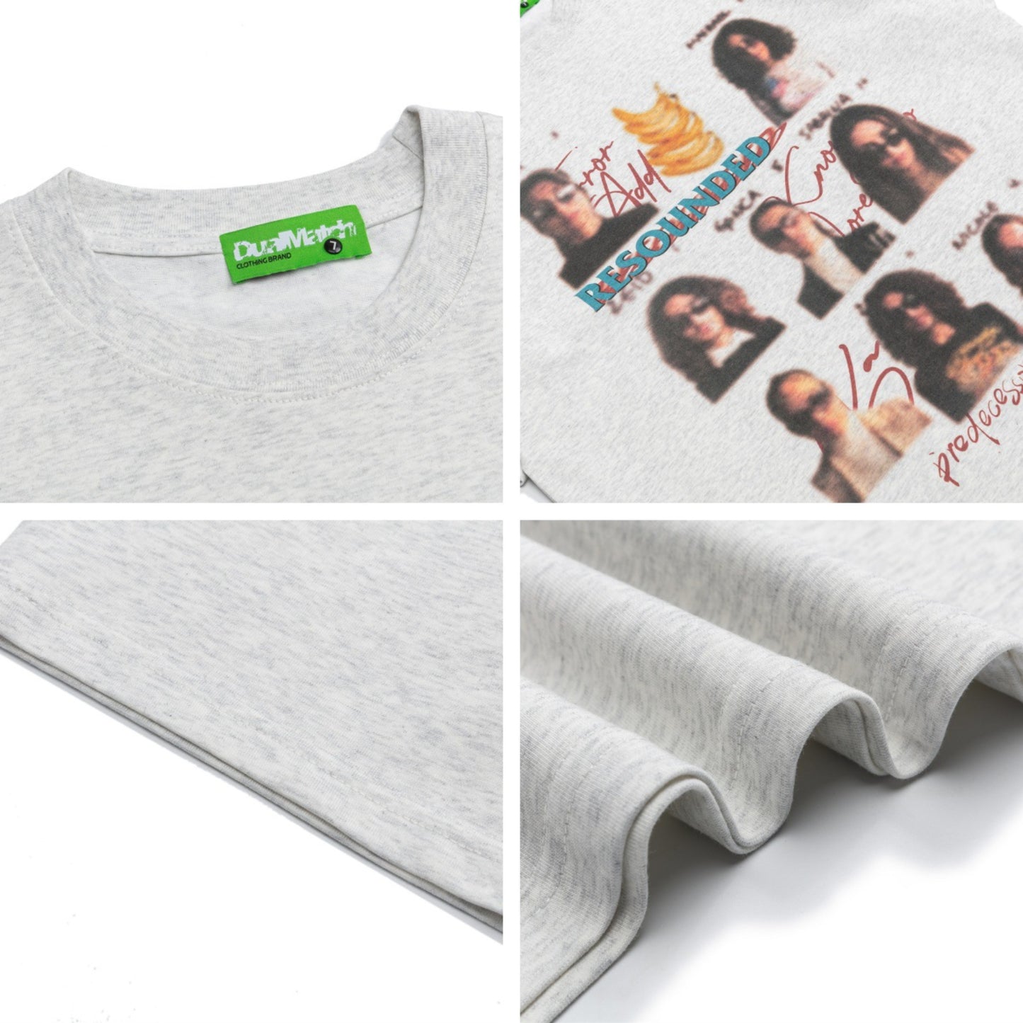 Distorted vintage portrait print crew neck short sleeve t-shirt