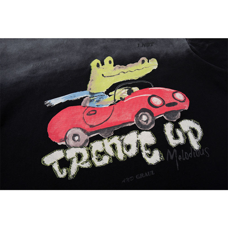 US drip outfits summer vintage kart casual loose short sleeve T-Shirts