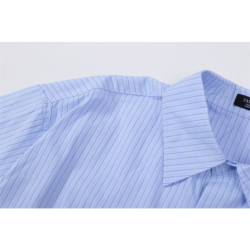 Casual Street Wear Vertical Striped Short Sleeve Shirt Summer Loose Casual Shirt
