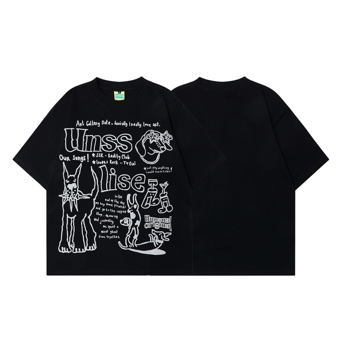 90s West Coast Hip Hop Fashion T Shirts Fun Graffiti Foam Puppy Short Sleeve T-Shirt