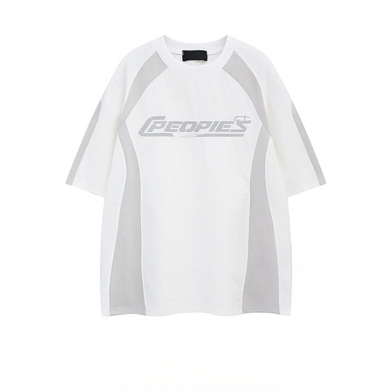 Racing oversized t shirt racing style retro alphabet short sleeve t-shirt