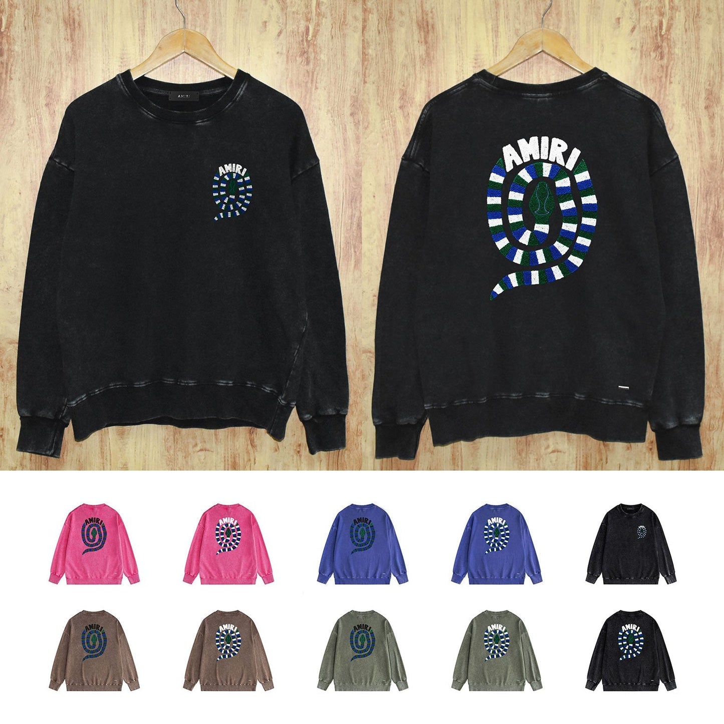 Amiri Distressed Sweatshirt Printed Trendy Pure Cotton