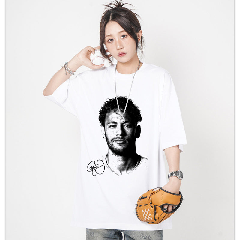 New york hip hop shop vintage neymar print short sleeve casual t-shirt