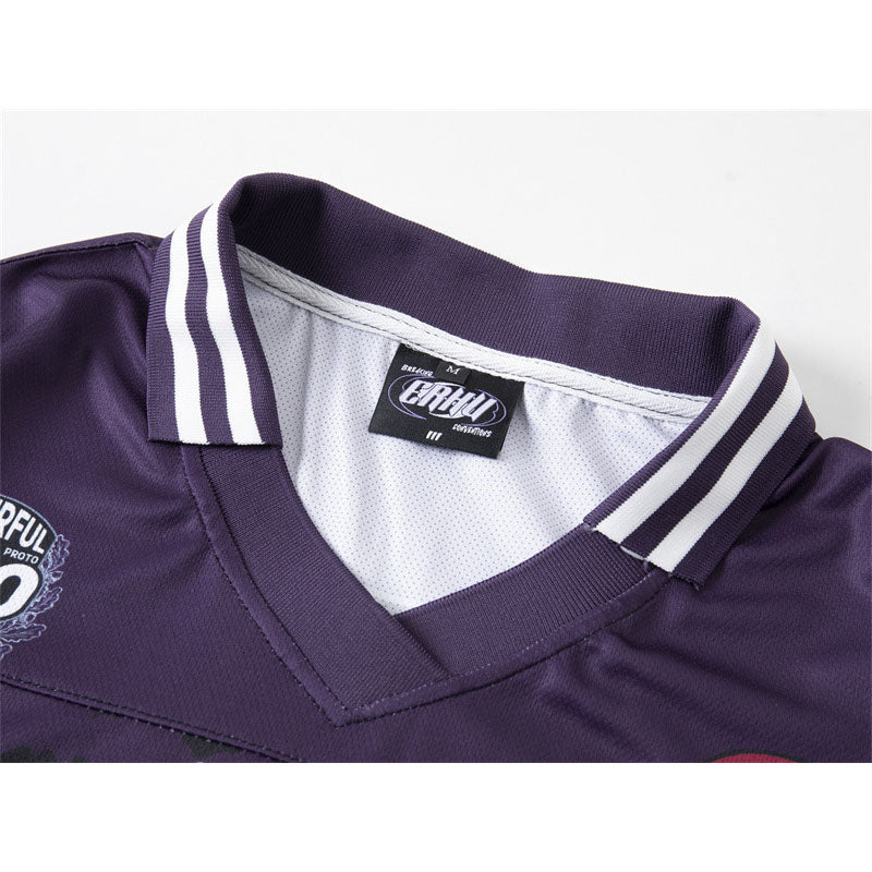 Hip Hop Shirts For Boys Hip Hop Casual V-Neck Short Sleeve Rugby Suit