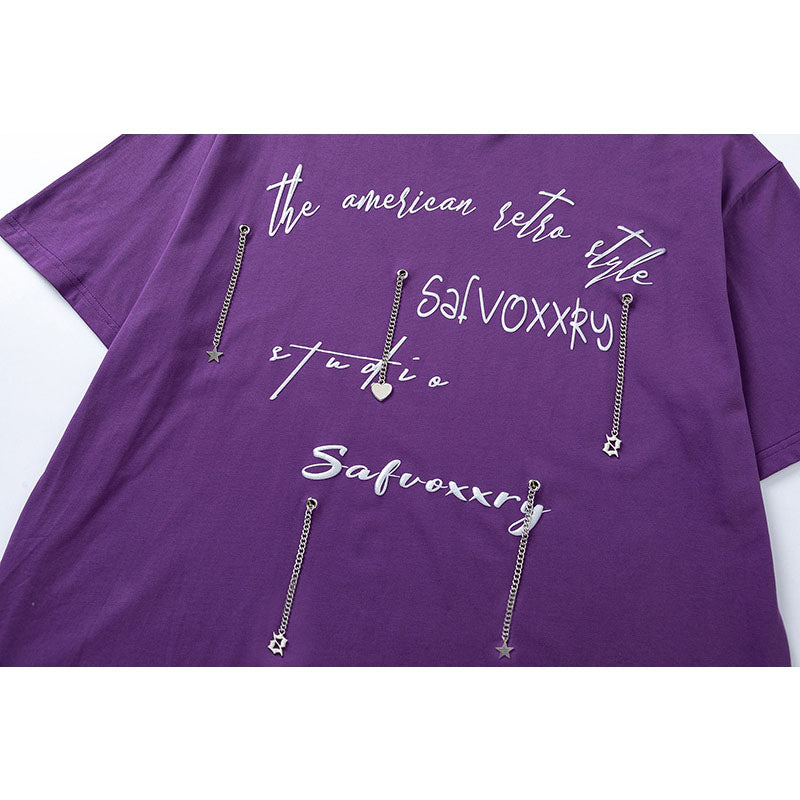 Vintage Tišö Rt Love Pendant Short Sleeve T-Shirt Summer Loose Top