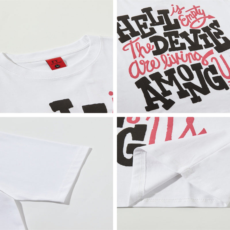 Distorted vintage summer alphabet foam print short-sleeved t-shirt loose casual top