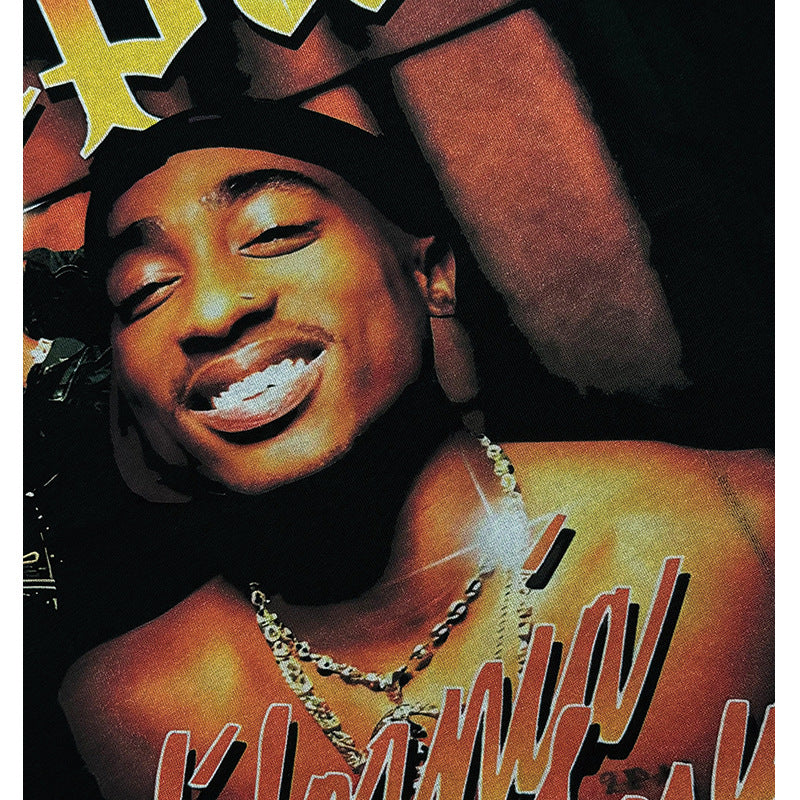 Cool t rapper vintage hip hop tupac print long sleeve short sleeve t-shirt