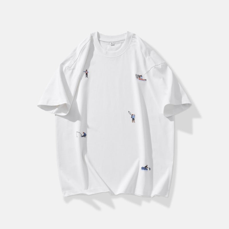 Men T-shirts Summer Loose Half-Sleeve Bottom Shirt