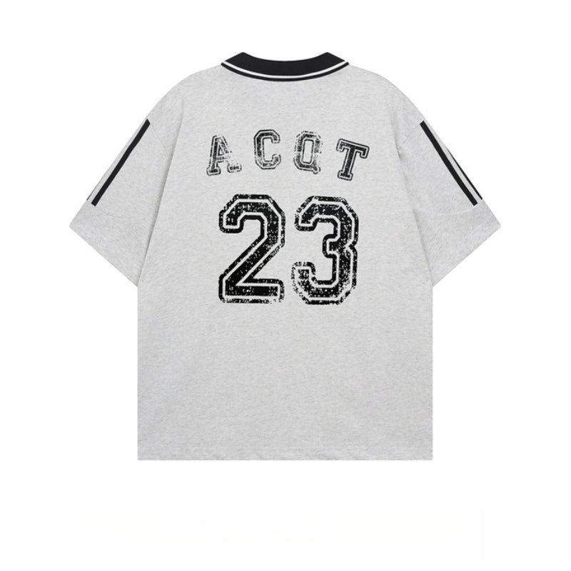 Racing oversized t shirt v-neck short-sleeved men's t-shirt summer