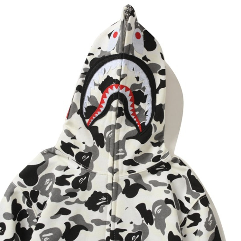 Ape Hoodie Shark Camouflage Printed Cardigan Zip Hooded Sweater Jacket