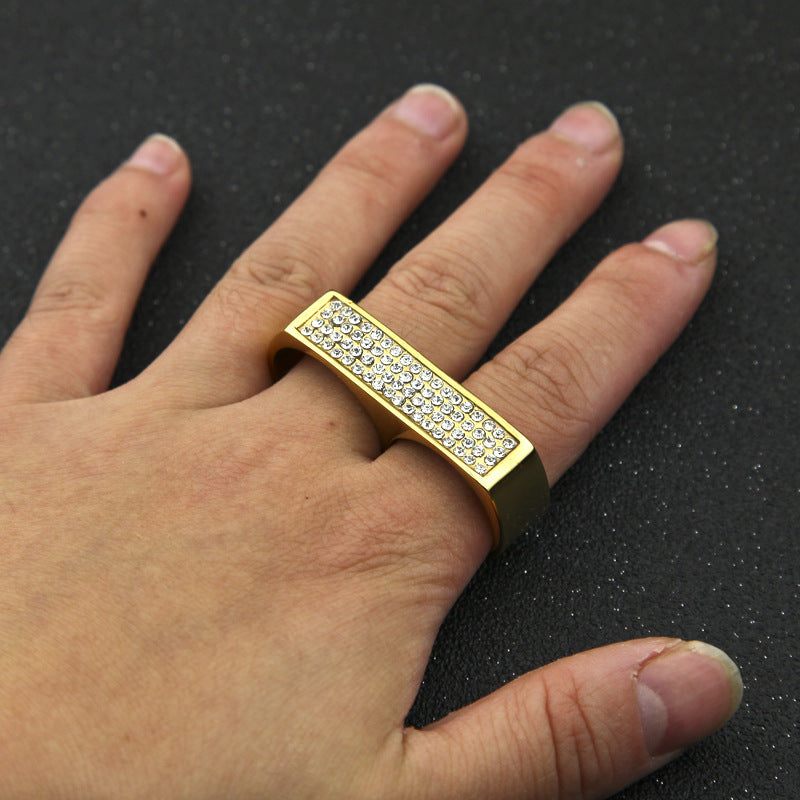 Rings Diamond Ring Double Hole Stainless Steel Spectrum