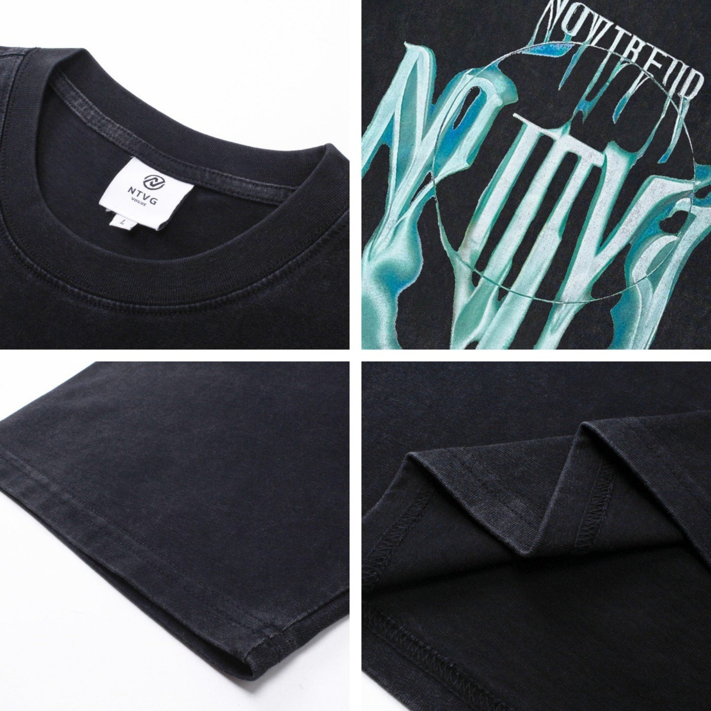 USA Vintage T-Shirt Washing Water Letter Printing Men's Summer
